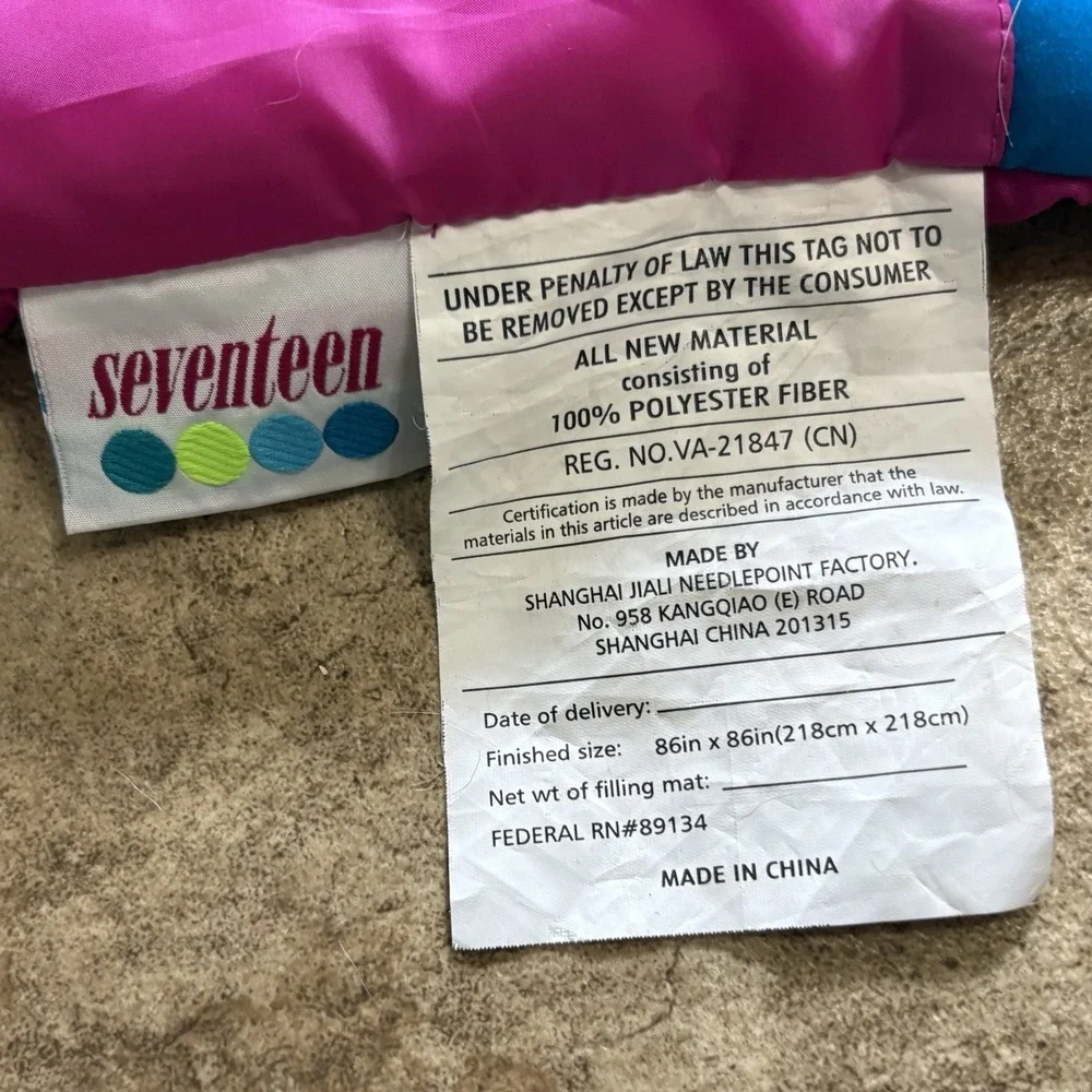 Y2K Millennial Seventeen Bed Comforter Pink Purple Blue Green Striped ~84x84 EUC